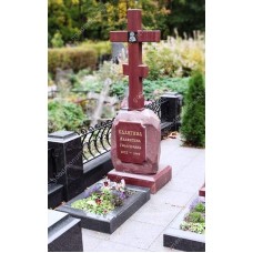 Памятник Крест из малинового кварцита