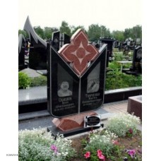 Комбинированный гранитный памятник на двоих человек Комбинированный гранитный памятник на двоих человек