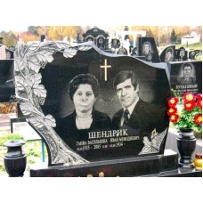 Двойной ритуальный памятник с веточкой винограда Двойной ритуальный памятник с веточкой винограда