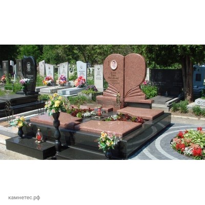Эксклюзивный двойной памятник из красного гранита