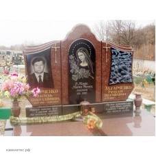 Двойной элитный памятник из красного гранита Двойной элитный памятник из красного гранита