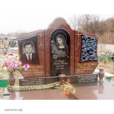Двойной элитный памятник из красного гранита