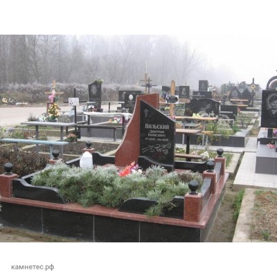 Эксклюзивный памятник с прямыми линиями и оградой